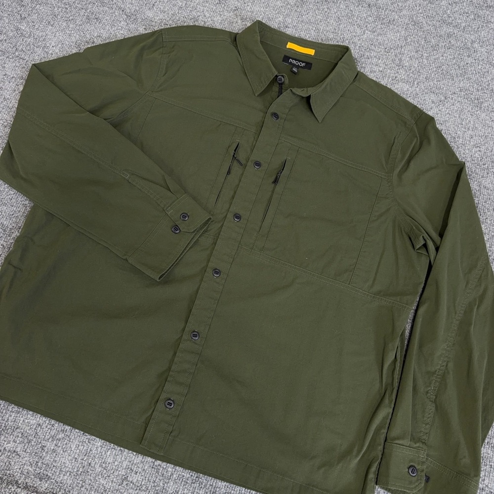 Proof Passport Shirt Mens 2XL Olive Green Utility Long Sleeve Button Huckberry